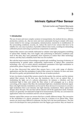 Advancements and Applications of Intrinsic Optical Fiber Sensors in ...