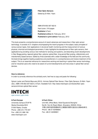 Advancements and Applications of Intrinsic Optical Fiber Sensors in ...
