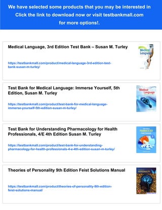 Medical Language, 2nd Edition Test Bank – Susan M. Turley | PDF