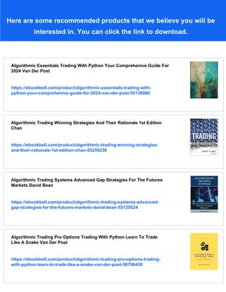 Algorithmic Trading Essentials Python Integration For The Modern Trader ...