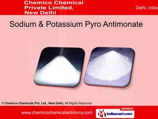 Delhi, India


     Sodium & Potassium Pyro Antimonate




© Chemico Chemicals Pvt. Ltd., New Delhi, All Rights Reserved

...