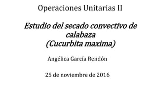 Operaciones Unitarias II
Estudio del secado convectivo de
calabaza
(Cucurbita maxima)
Angélica García Rendón
25 de noviembre de 2016
 