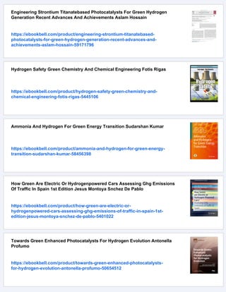 Green Hydrogen Production By Water Electrolysis Junbo Hou Min Yang | PDF