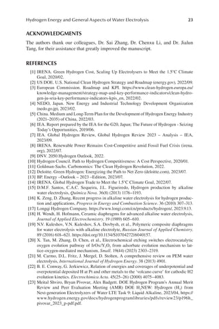 Green Hydrogen Production By Water Electrolysis Junbo Hou Min Yang | PDF