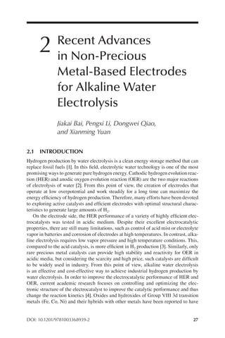 Green Hydrogen Production By Water Electrolysis Junbo Hou Min Yang | PDF