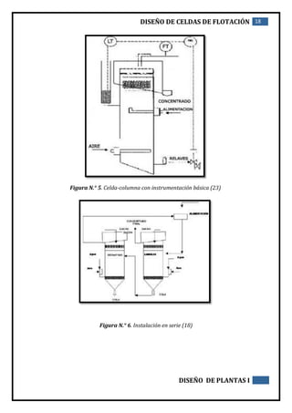 DISEÑO DE CELDAS DE FLOTACIÓN 18
DISEÑO DE PLANTAS I
Figura N.° 5. Celda-columna con instrumentación básica (23)
Figura N.° 6. Instalación en serie (18)
 