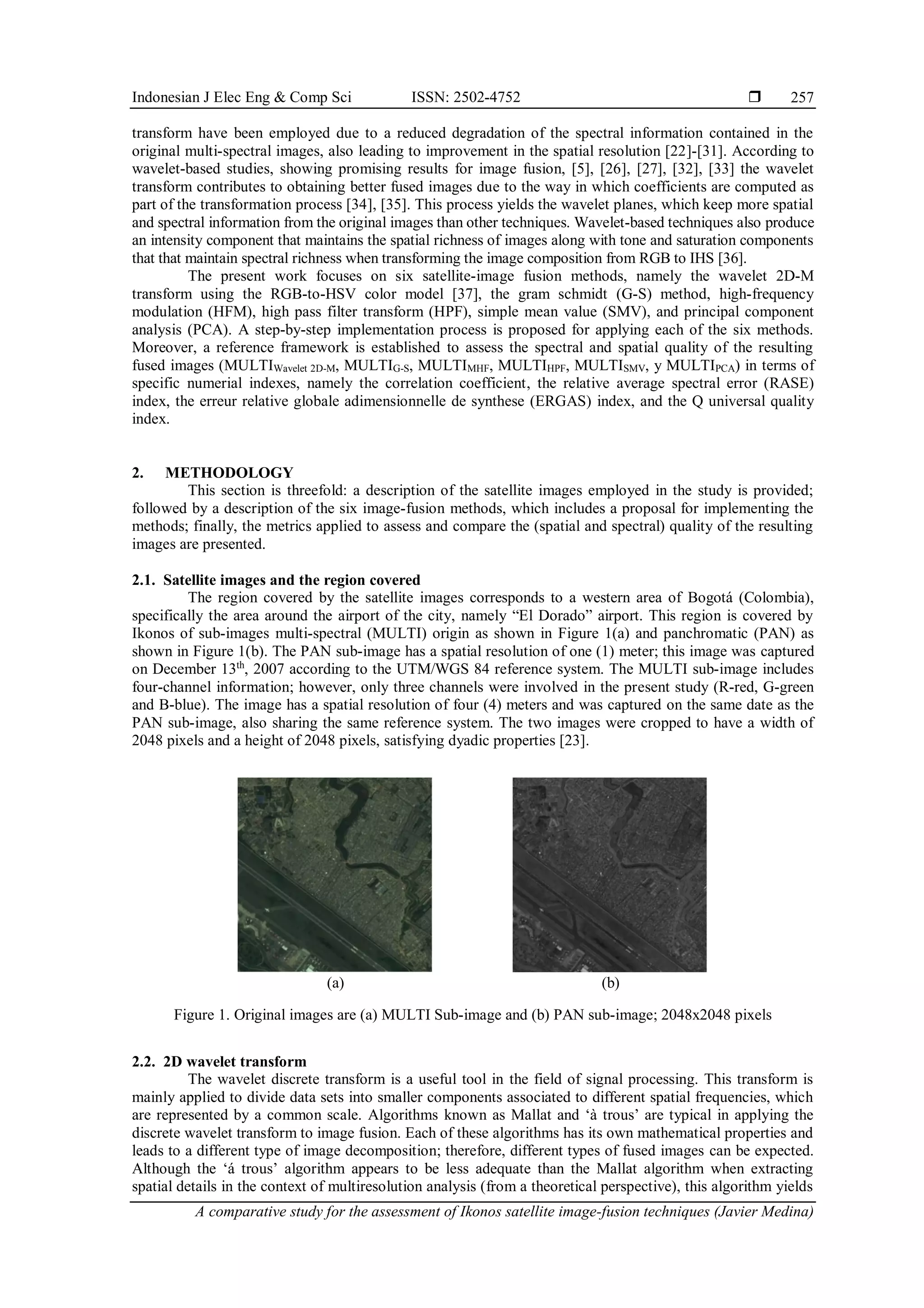 A comparative study for the assessment of Ikonos satellite image-fusion ...