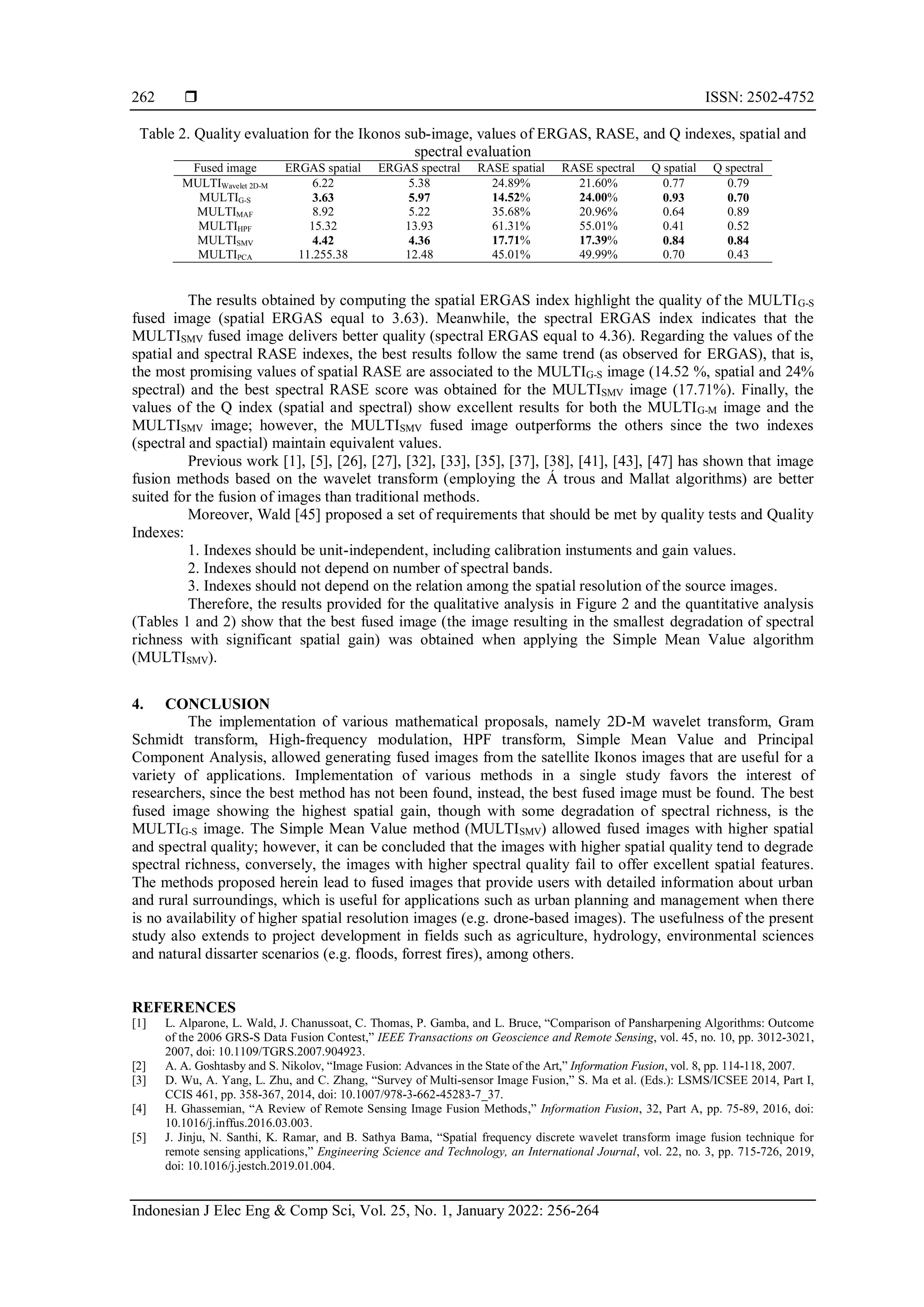 A comparative study for the assessment of Ikonos satellite image-fusion ...