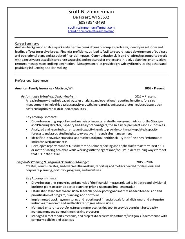 Scott Zimmerman Career Summary Resume 1 13 17