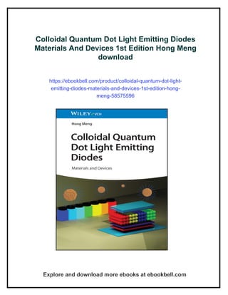 Colloidal Quantum Dot Light Emitting Diodes Materials And Devices 1st ...