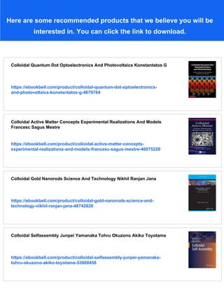 Colloidal Quantum Dot Light Emitting Diodes Materials And Devices 1st ...