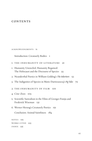 Animal Inhumanity Creaturely Poetics Animality And Vulnerability In Literature And Film ...