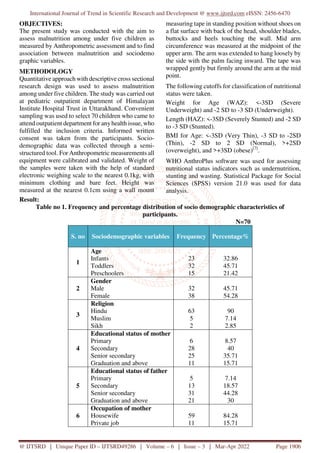 Malnutrition among under Five Children in Uttarakhand | PDF