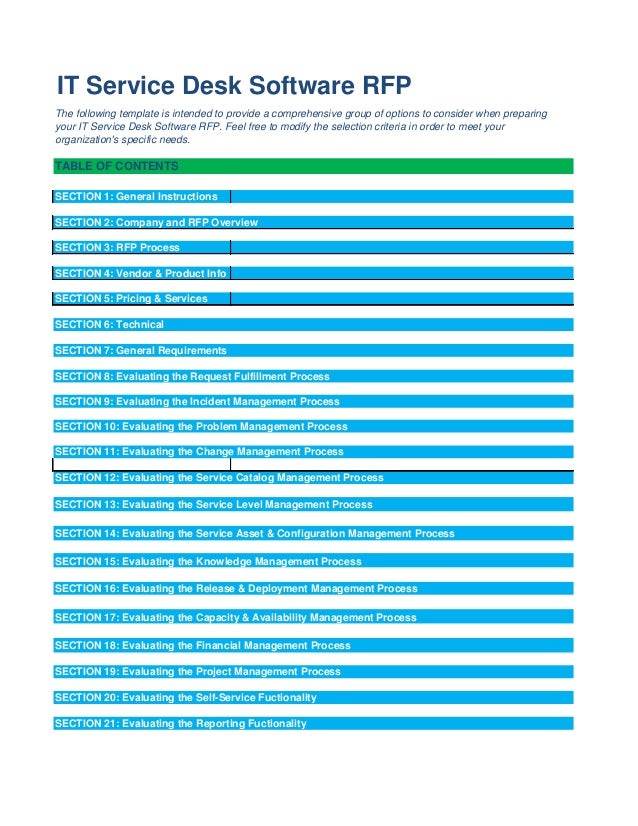 It Service Desk Software Rfp Template