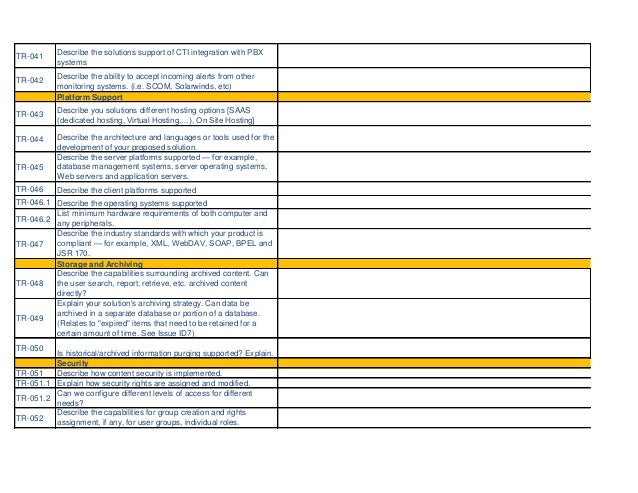 it service desk software rfp template