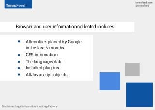 Browser and user information collected includes:
All cookies placed by Google
in the last 6 months
CSS information
The lan...