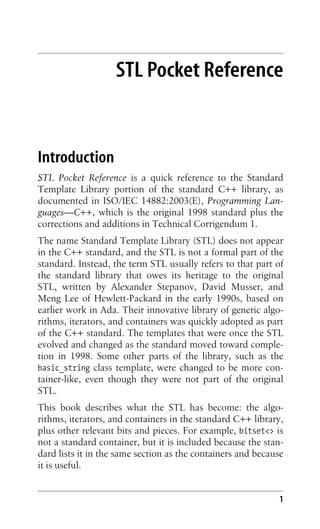 Stl Pocket Reference Containers Iterators And Algorithms Ray Lischner | PDF