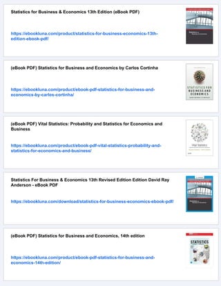 (eBook PDF) Statistics for Business and Economics 13th Edition by James ...