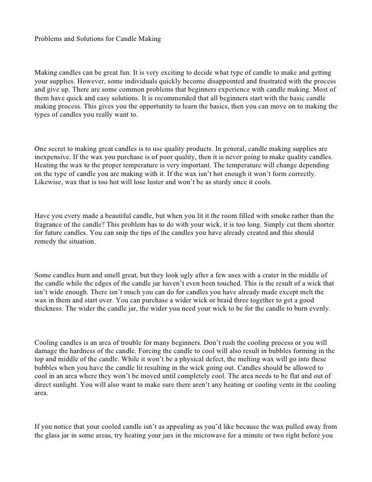 Problems and Solutions for Candle Making