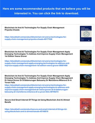 Blockchain Iot And Ai Technologies For Supply Chain Management | PDF