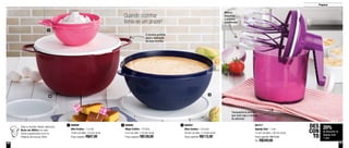 26 27
Preparar
Quando cozinhar
torna-se um prazer!
891211
Speedy Chef - 1 Litro
14,4cm de diâm. x 26,2cm de alt.
Preço sugerido: R$312,00
Por: R$249,00
20%
de desconto no
Speedy Chef
1 Litro
DES
CON
TO
Transparência permite
que você veja a mistura
do alimento
Mistura
pequenas
e grandes
quantidades
O encaixe perfeito
para a realização
de suas receitas
800502
Maxi Criativa - 7,8 Litros
36,4cm de diâm. x 15,6cm de alt.
Preço sugerido: R$112,00
3800699
Mini Criativa - 1,4 Litro
18,9cm de diâm. x 9,3cm de alt.
Preço sugerido: R$47,00
1 800886
Mega Criativa - 10 Litros
41cm de diâm. x 18,5cm de alt.
Preço sugerido: R$128,00
2
Veja a receita deste delicioso
Bolo de Milho no site:
www.tupperware.com.br
Palavra de busca: Bolo
1
2
3
 