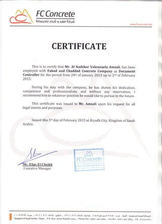 FC Certificate of Employee