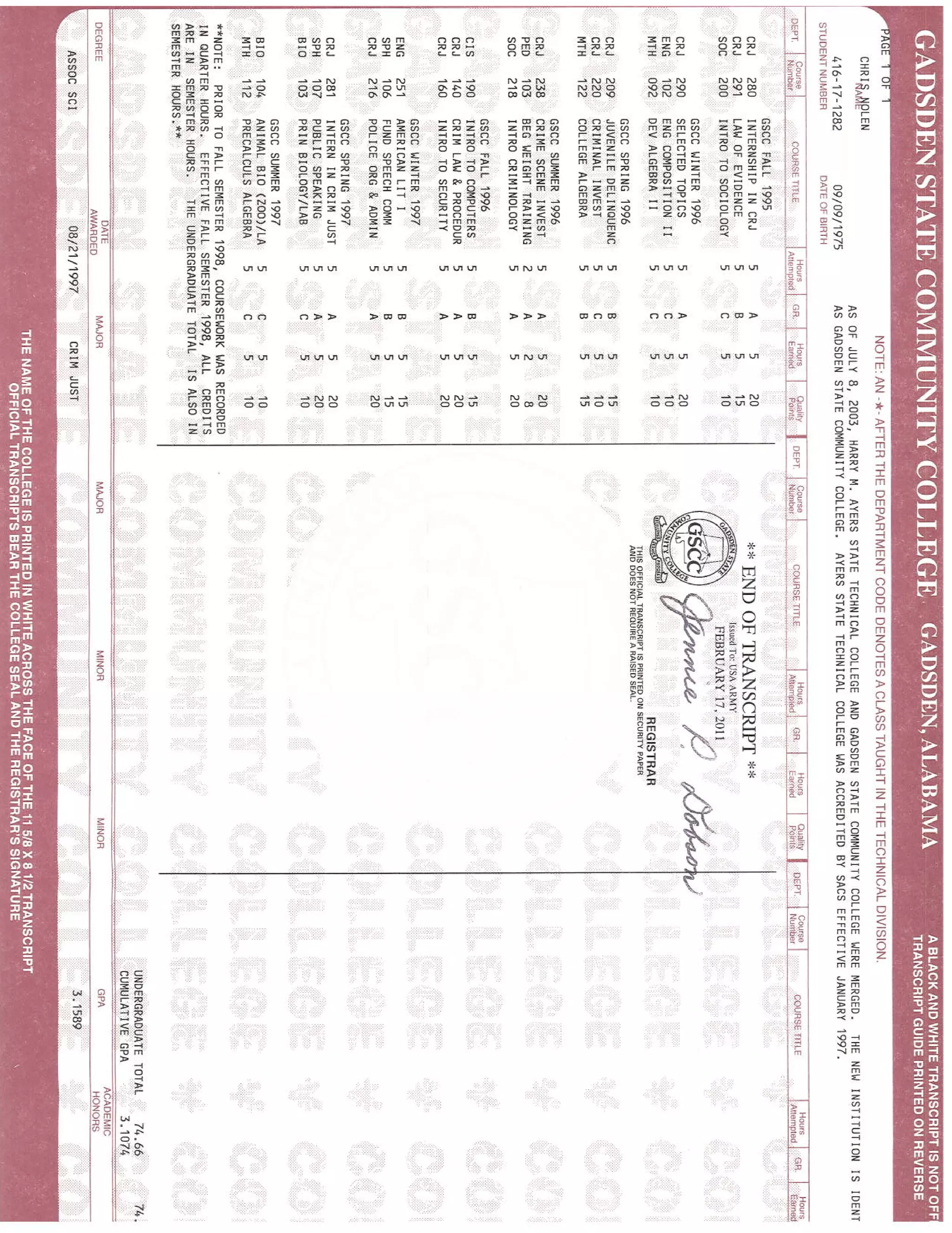 GSCC AS Transcript | PDF