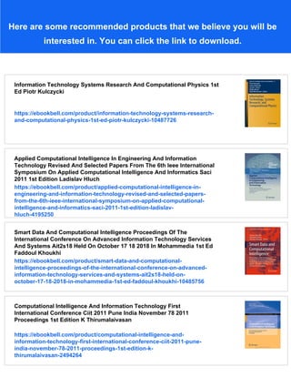 Information Technology And Computational Physics 1st Edition Piotr ...