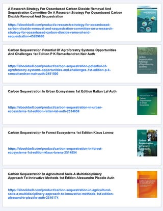 Carbon Sequestration For Climate Change Mitigation And Adaptation 1st ...