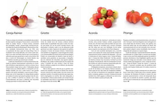 Cereja Rainier                                                     Griotte                                                           Acerola                                                            Pitanga

Todas as cerejas encontradas na atualidade descendem               As cerejas azedas silvestres supostamente receberam o             É a mais rica fonte de vitamina C conhecida em todo o              Pequena, aromática e extremamente doce, com sete ou
de duas espécies selvagens: Prunus avium, a ancestral de           nome da cidade turca de Cerasus, embora tenham                    mundo. Uma acerola madura contém, proporcional-                    oito “nervuras”, esta fruta elegante cresce selvagem em
todas as cerejas “doces”, e Prunus cerasus, ancestral              desde então se espalhado mais para o norte. Ao natu-              mente, 20 a 30 vezes mais ácido ascórbico do que uma               uma ampla faixa da América Latina, mas ganhou seu
das variedades “ácidas”. Harold Fogle, cientista da Uni-           ral, são ácidas. Em vez de serem servidas frescas, são            laranja. Quando se considera que a árvore consegue                 nome dos índios tupi, da costa atlântica do Brasil. São
versidade do Estado de Washington, desenvolveu a Rai-              destinadas à culinária, onde o uso de adoçantes pode              dar três safras por ano com facilidade, há de causar               costumeiramente de um tom vermelho vivo, mas tam-
nier, variedade intensamente doce, em 1952, com                    aprimorar seu sabor. Aparecem não apenas em geléias,              pouco espanto sua reputação como fruta milagrosa.                  bém podem adquirir outras tonalidades mais escuras,
o cruzamento de duas cepas de cereja: Bing e Van. O                compotas e licores da Europa Central e Setentrional,                   Com um tom escarlate alaranjado vivo, a acerola               chegando até o púrpura e o quase negro.
resultado? Uma cereja delicada, com carne e pele ama-              mas também no meggyleves, a sopa húngara de cerejas,              parece uma espécie de cereja supercolorida. Origina-se                  A pele da pitanga é surpreendentemente delicada,
relas e um rubor vermelho intenso que a torna bonita o             e no Schwarzwälder kirschtorte (torta da Floresta Negra).         supostamente da ilha caribenha de Barbados – por isso              considerando-se a polpa frágil e carnuda que protege,
suficiente para que garotinhas a usem como brinco. Ele             Podem ser conservadas em líquido à base de kirsch e               é conhecida em vários lugares como “cereja de Barba-               o que a torna uma fruta adequada apenas aos jardins e
deu o nome em homenagem ao monte Rainier, nas                      vendidas como griottines, ou açucaradas e mergulha-               dos” e “cereja das Índias Ocidentais”. De fato, provém             pomares domésticos. Essa fragilidade significa que ela
montanhas Cascade, que atravessam o Estado.                        das em cobertura de chocolate, uma iguaria natalina.              da América Central, mas encontrou no Brasil sua terra              raramente chega aos mercados. Como indicam outros
     A pele da cereja Rainier se machuca facilmente, dei-          Na Bélgica, são usadas na fabricação de uma espécie de            de adoção. Na década de 1950, foi introduzida nos Esta-            nomes usados para designá-la, como “cereja do Surina-
xando as plantas extremamente vulneráveis às condi-                vinho e também de uma cerveja à base de frutas.                   dos Unidos em razão do interesse despertado pela vita-             me”, “cereja do Brasil”,”cereja de Caiena” e “cereja da
ções climáticas, especialmente o vento e a chuva, mas a            Recém-colhidas e usadas em um clafoutis, são absoluta-            mina C que contém, mas nunca deslanchou.                           Flórida”, é possível constatar que ela proliferou pelo
fruta também reage mal ao calor. A delicadeza dessas               mente irresistíveis.                                                   A Malpighia amarginata, uma árvore notável, alcan-            mundo, dos Estados Unidos até o Sri Lanka e mesmo na
cerejas torna sua colheita difícil e o transporte um ver-               Não se deve ignorar o fato de que as griottes rara-          ça até 3m de altura e, nos trópicos, floresce durante a            China.
dadeiro desafio, por isso a safra nunca é tão grande               mente são vendidas ao natural no balcão das mercea-               maior parte do ano. Nas mãos de confeiteiros habilido-                  Maior do que a cereja, a pitanga tem um sabor mais
quanto a de outras variedades, o que encarece a fruta –            rias por conta do seu sabor azedo, mas são comuns em              sos, sua fruta se transforma em ingrediente mágico de              forte e mais ácido. É ótima para sucos, sorvetes, geléias
ainda mais se for importada. As cerejas Rainier podem              pomares e jardins. A suculência permite que sejam bas-            bolos, compotas, geléias e sorvetes. A beleza da acerola           e chutneys. No Nordeste do Brasil, as donas de casa
ser usadas em pratos que peçam qualquer tipo de cere-              tante empregadas na cozinha. São mais adequadas a                 também leva chefs sagazes a utilizarem-na como orna-               esperam pacientemente o início da temporada dessa
ja, mas o melhor é comê-las ao natural, com a mão.                 acompanhar o clássico pato assado com cerejas do que              mento de saladas e pratos principais. AL                           fruta, que se estende de outubro a janeiro, para fazer
Comercialmente, são secas e cobertas com chocolate                 as variedades mais doces e amareladas recomendadas                                                                                   um licor que é conhecido por suas propriedades afrodi-
amargo para fazer um doce delicioso. SH                            por alguns livros de receitas. MR                                                                                                    síacas. AL




Sabor: A mais doce das cerejas doces, a Rainier tem polpa firme,   Sabor: Repletas de sumo, as griottes variam de tamanho, forma e   Sabor: A acerola é muito aromática. Tem um gosto                   Sabor: A polpa da pitanga é macia e, comparada à cereja,
suculenta e amarela, com um gosto intensamente frutado.            cor. Todas são agradavelmente ácidas, com um gosto frutado        agradavelmente azedo de cereja com traços de limão. Deliciosa ao   é mais intensamente doce e ao mesmo tempo ácida. A doçura
Quando seca, o sabor fica ainda mais concentrado.                  extremamente sedutor, com notas que variam do café a frutas       natural, com ela preparam-se sucos e drinques refrescantes.        estabelece um bom equilíbrio com um revigorante toque de
                                                                   doces e vermelhas.                                                                                                                   amargor.


44 | Frutas                                                                                                                                                                                                                                              Frutas | 45
 