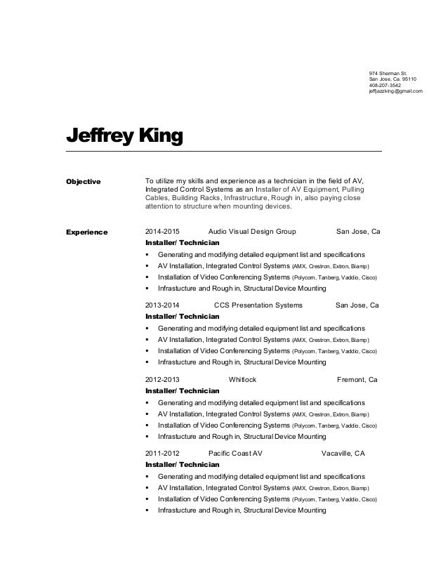 audio video technician resumes