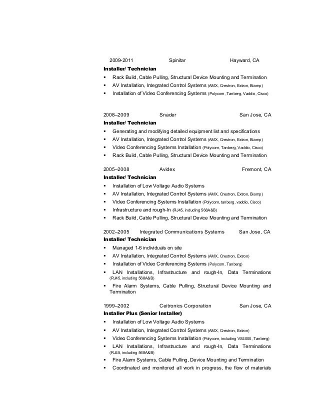 Telecommunications Cable Installer Resume. cable installer resume ... Telecommunications Cable Installer Resume. cable installer resume ...
