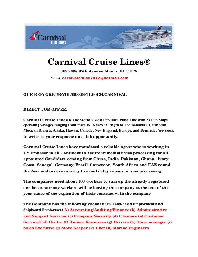 294789583 carnival fun job offer 1 1 carnival cruise customer service