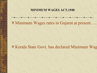 MINIMUM WAGES ACT,1948 
Minimum Wages rates in Gujarat at present…….Kerala State Govt. has declared Minimum Wages  