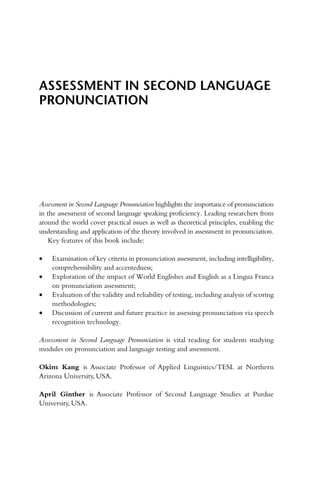 Assessment In Second Language Pronunciation 1st Edition Okim Kang | PDF