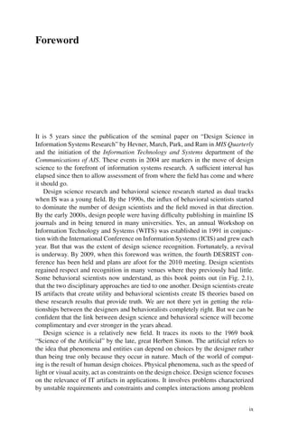 Design Research In Information Systems Alan Hevner Samir Chatterjee | PDF
