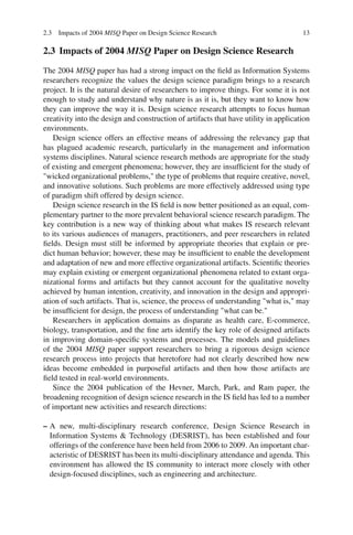 Design Research In Information Systems Alan Hevner Samir Chatterjee | PDF
