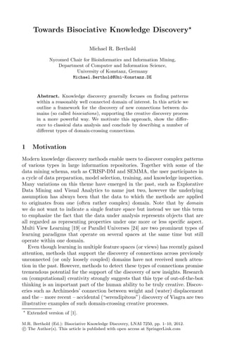 Bisociative Knowledge Discovery Michael R Berthold | PDF
