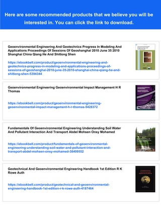 Geoenvironmental Engineering Arvind Kumar Agnihotri Krishna R Reddy | PDF
