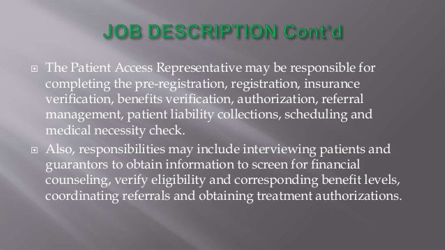 university health patient access department patient access representative job description