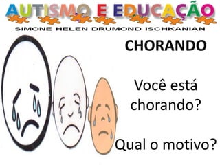 CHORANDO
Você está
chorando?
Qual o motivo?
 