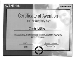 Avention Certification