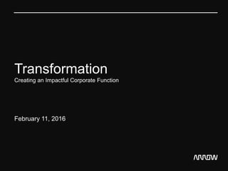 Transformation
Creating an Impactful Corporate Function
February 11, 2016
 