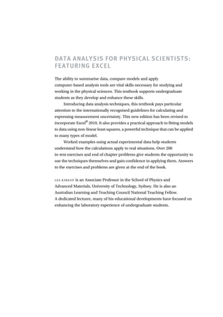 Data Analysis for Physical Scientists Featuring Excel 2nd Edition Les ...