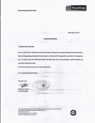 ThyssenKrupp Certificate