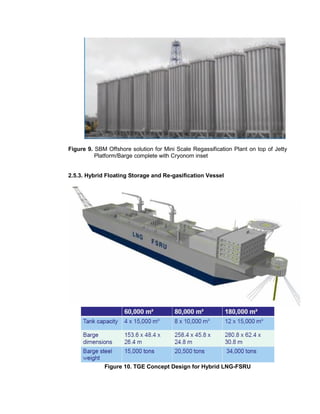 Figure 9. SBM Offshore solution for Mini Scale Regassification Plant on top of Jetty
Platform/Barge complete with Cryonom inset
2.5.3. Hybrid Floating Storage and Re-gasification Vessel
Figure 10. TGE Concept Design for Hybrid LNG-FSRU
 