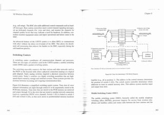 -- . -.       -- -                                                                                                                                                                                    -- -


          3G Wireless Demystified                                                                                                                                                               Chapter 8




          (e.g., call setup). The RNC also adds additional control commands such as hand-
          off messages. Base station controllers insert control channel signaling messages,            1) Store slot of data                                                     4) Retreive slot of data
          set up dedicated channels (for voice and data), and monitor the channels for                    in original order                                                           in new slot order
          channel quality le-els that may indicate a need for handover. In addition, con-
          trollers monitor equipment status and report operational and failure status to the
                                                                                                           Input
          MSC.
                                                                                                                                                                         0       I

          An advanced feature of the UMTS system is to allow RNCs to communicate
          with other without the direct involvement of the MSC. This allows for distrib-                                                        PCM Memop
                                                                                                                                                  (DATA)
          uted call processing that reduces the burden on the MSC, especially 'during the
          soft handover process.                                                               2) Detern~ine connection
                                                                                                  address and load
                                                                                                                               I                 -
                                                                                                                                                 -    3
                                                                                                                                                                                 I

                                                                                                  into CRAM                            0
                                                                                                                                       -0
                                                                                                                                                  -   1
                                                                                                                                                      4
          Switching Centers                                                                        Switch                               -
                                                                                                                                        0             5                                          Address
                                                                                                   Matrix                                             2     A                        S4          Decoder
                                                                                                  Controller
                                                                                                                          S3            -
                                                                                                                                        0
                                                                                                                                        0       -- - -
                                                                                                                                                -- --                    0
          A switching center coordinates all communication channels and processes.
                                                                                                                                   0
                                                                                                                                       0         -     m
                                                                                                                                                                         0
                                                                                                                                                                             0            3 ) Decode Address
          There are two types of switches used in the UMTS system: a mobile switching                                                       Control Menlor) (CR4M)
          center (MSC) and a packet switching system.                                                                                         (Switching Address)


          The switching assembly connects the base stations and other networks such as         Nore: S~virchss(SI-S3) are e[ectronic and do nor u.re n~eckanicalpav~s.

          the PSTN or the Internet with either a physical connection (analog) or a logical
          path (digital). Early analog switches required a physical connection between                                     Figure 8.8. Time Slot Interchange (TSI) Block Diagram.
          switch paths. Toda1's switches use digital switching assemblies that are high-
          speed matrix memory storage and retrieval systems. These systems provide con-
          nections between incoming and outgoing communication lines.                          together (e.g., all at position 1). The address in the control memory determines
                                                                                               the position of switch 2 (S2). The switch matrix controller determines which
          Figure 8.8 illustrates a simplified switching matrix system. Time slots of voice     addresses to store in control memory slots. This address system matches input
          channel information are input through switch S 1 to be sequentially stored in the    and output time slots.
          PCM data memory- Time slots that are stored in the PCM memory are retrieved
          and output through S2 to the slots that are routed to another network connection
          (such as a particular PSTN voice channel). Switch 1 (Sl) is linked to switch 3       Mobile Switching Center (MSC)
          (S3) and switch 4 (S4), so that each moves to predetermined memory locations
                                                                                               The mobile switching center (MSC), formerly called the mobile telephone
                                                                                               switching office (MTSO), processes requests for service from wireless tele-
                                                                                               phones and landline callers and routes calls between the base stations and the
 