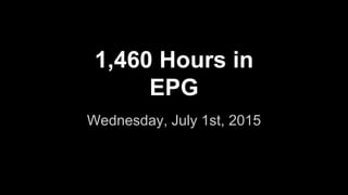 1,460 Hours in
EPG
Wednesday, July 1st, 2015
 