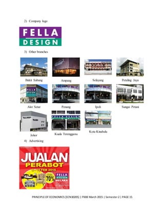 PRINCIPLE OF ECONOMICS [ECN30205] | FNBE March 2015 | Semester 2 | PAGE 15
2) Company logo
3) Other branches
Bukit Subang Ampang Selayang Petaling Jaya
Alor Setar Penang Ipoh Sungai Petani
Johor Kuala Terengganu
Kota Kinabalu
4) Advertising
 