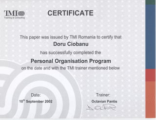 Certificat Personal Organisation